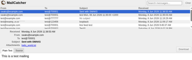 MailCatcher screenshot